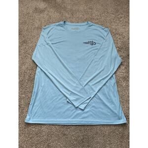 Reel Life Shirt Mens XXL Blue Long Sleeve Graphic Lightweight Fishing Beach